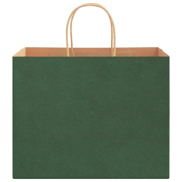 vidaXL Kraftpapperspåsar 50 st med handtag grön 32x22x24 cm