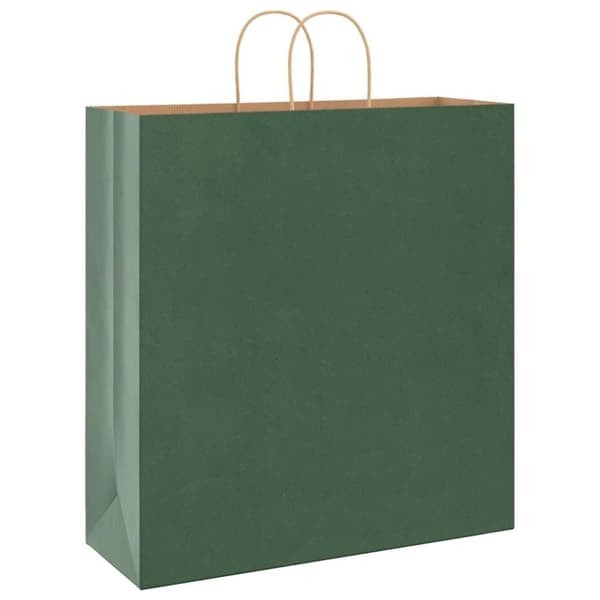 vidaXL Kraftpapperspåsar 250 st med handtag grön 45x17x48 cm
