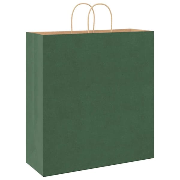 vidaXL Kraftpapperspåsar 250 st med handtag grön 45x17x48 cm