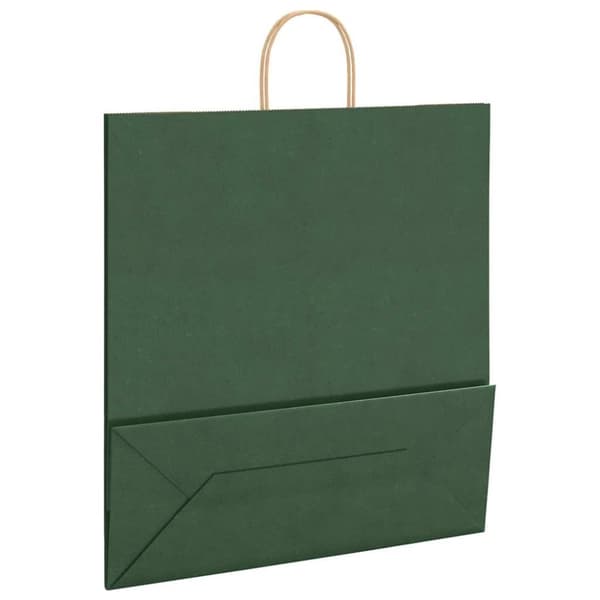 vidaXL Kraftpapperspåsar 250 st med handtag grön 45x17x48 cm