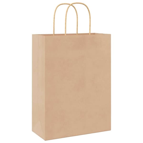vidaXL Kraftpapperspåsar 50 st med handtag brun 26x12x35 cm