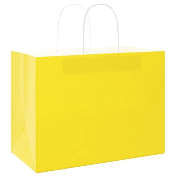vidaXL Kraftpapperspåsar 250 st med handtag gul 32x17x25 cm