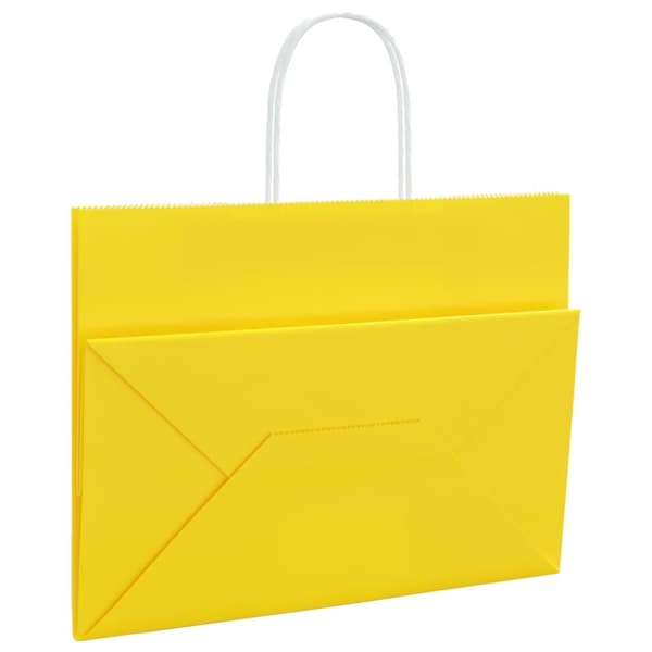 vidaXL Kraftpapperspåsar 250 st med handtag gul 32x17x25 cm