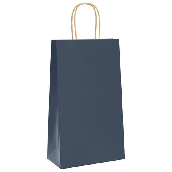 vidaXL Kraftpapperspåsar 50 st med handtag blå 21x11x36 cm