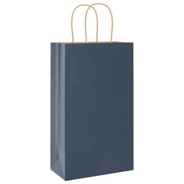 vidaXL Kraftpapperspåsar 50 st med handtag blå 21x11x36 cm