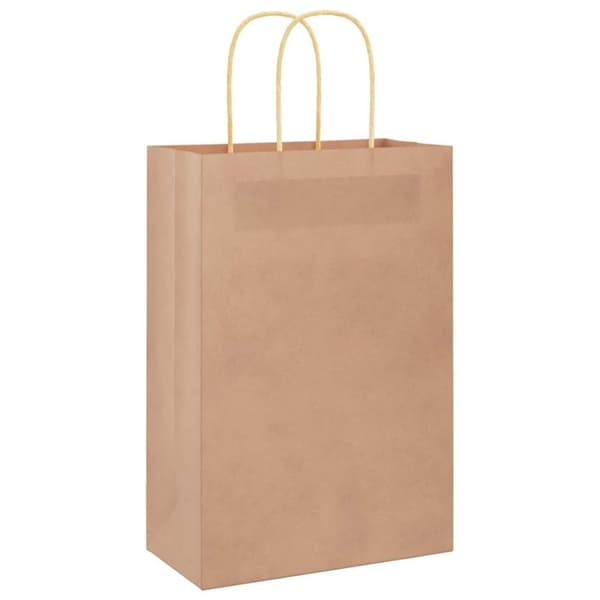 vidaXL Papperspåsar 250 st med handtag brun 21x11x31 cm
