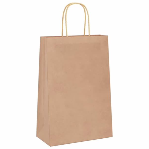 vidaXL Papperspåsar 250 st med handtag brun 21x11x31 cm