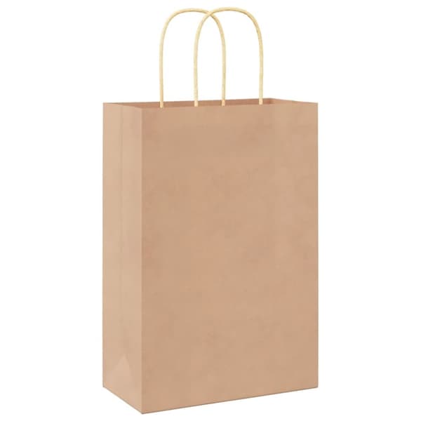 vidaXL Papperspåsar 250 st med handtag brun 21x11x31 cm