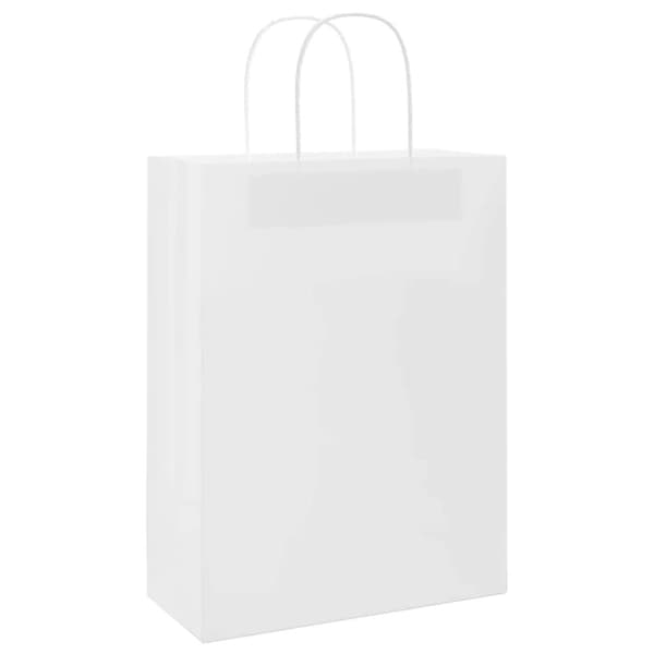 vidaXL Kraftpapperspåsar 250 st med handtag vit 26x12x35 cm