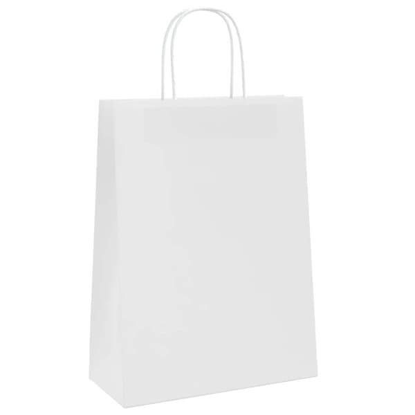 vidaXL Kraftpapperspåsar 250 st med handtag vit 26x12x35 cm