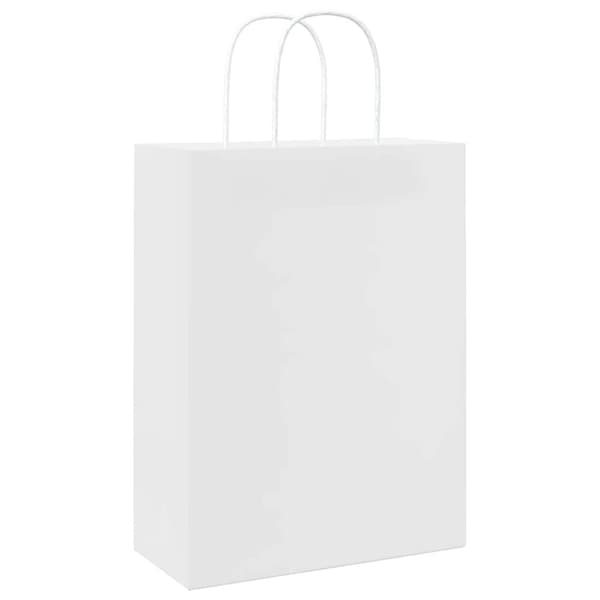 vidaXL Kraftpapperspåsar 250 st med handtag vit 26x12x35 cm