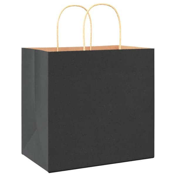 vidaXL Kraftpapperspåsar 250 st med handtag svart 26x17x25 cm