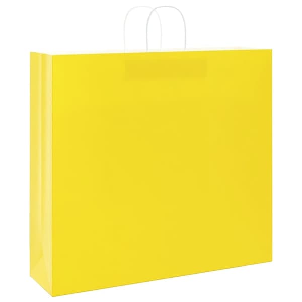 vidaXL Kraftpapperspåsar 50 st med handtag gul 54x15x49 cm