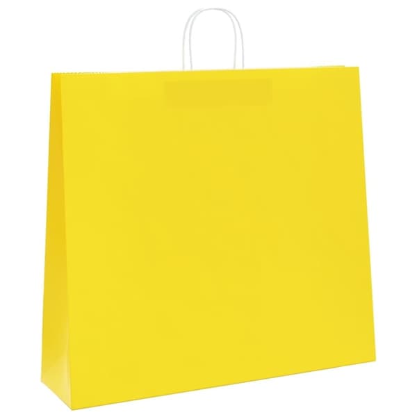 vidaXL Kraftpapperspåsar 50 st med handtag gul 54x15x49 cm
