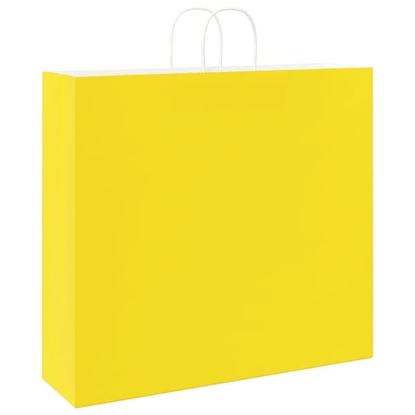 vidaXL Kraftpapperspåsar 50 st med handtag gul 54x15x49 cm