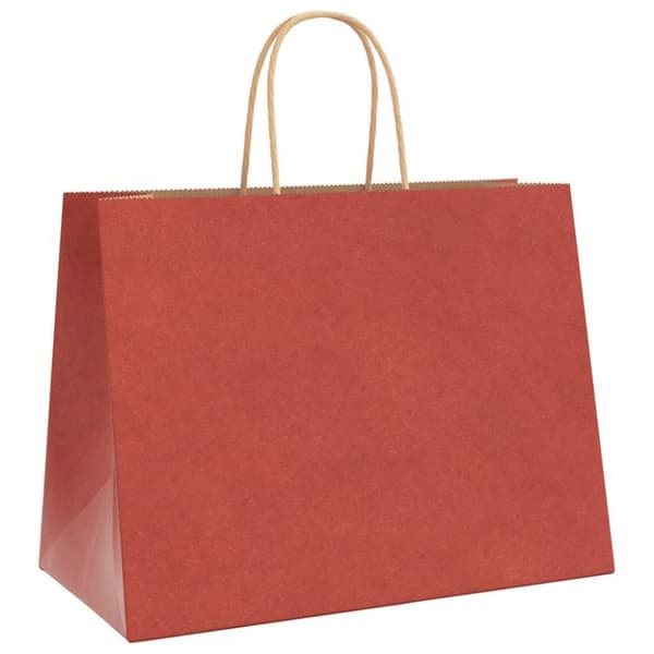 vidaXL Kraftpapperspåsar 250 st med handtag röd 32x17x25 cm