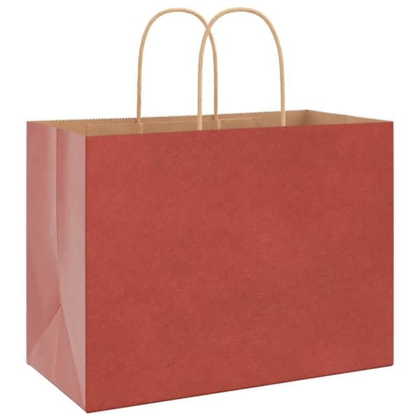 vidaXL Kraftpapperspåsar 250 st med handtag röd 32x17x25 cm
