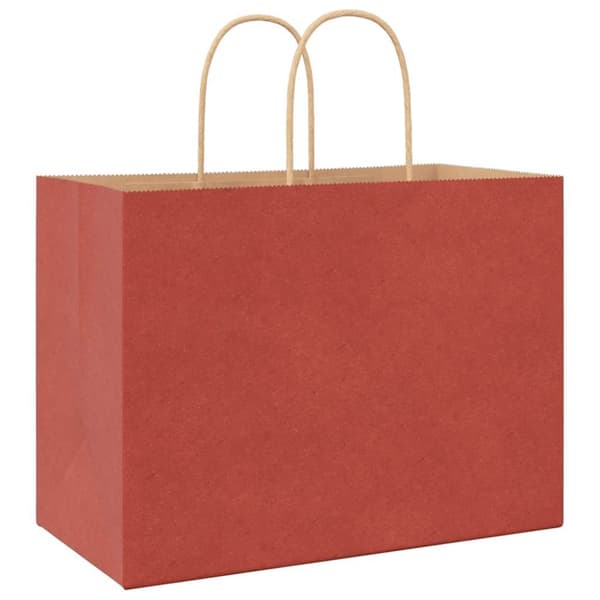 vidaXL Kraftpapperspåsar 250 st med handtag röd 32x17x25 cm