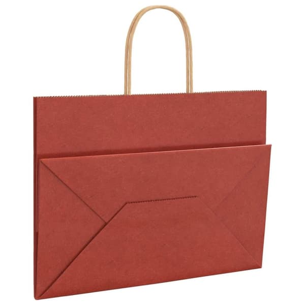 vidaXL Kraftpapperspåsar 250 st med handtag röd 32x17x25 cm
