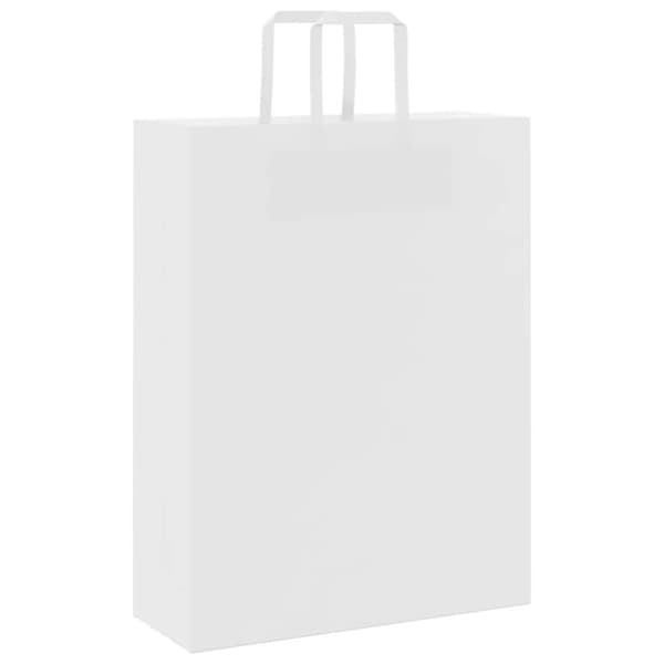 vidaXL Kraftpapperspåsar 250 st med handtag vit 32x12x42 cm