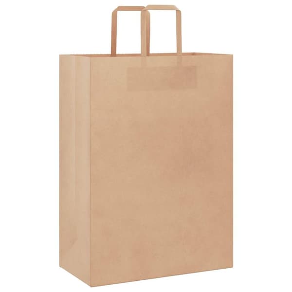 vidaXL Kraftpapperspåsar 50 st med handtag brun 32x17x44 cm