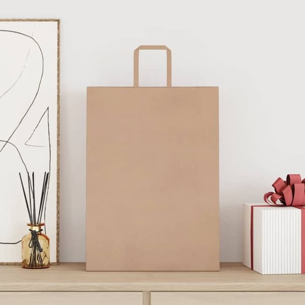 vidaXL Kraftpapperspåsar 50 st med handtag brun 32x17x44 cm