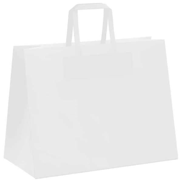 vidaXL Kraftpapperspåsar 50 st med handtag vit 32x17x25 cm