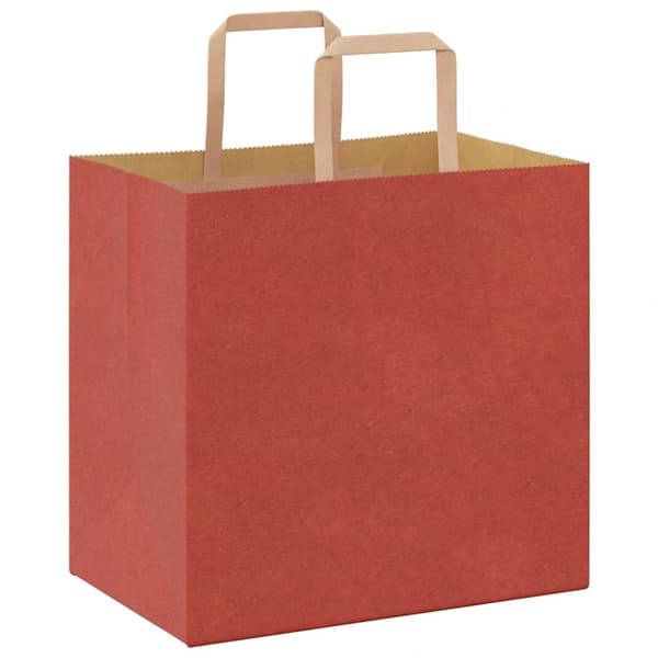 vidaXL Kraftpapperspåsar 50 st med handtag röd 26x17x25 cm