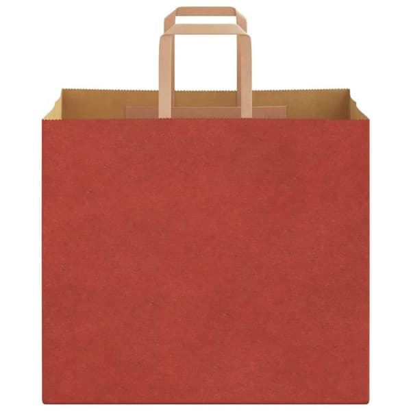 vidaXL Kraftpapperspåsar 50 st med handtag röd 32x22x28 cm