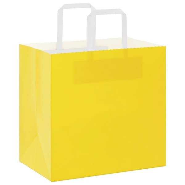 vidaXL Kraftpapperspåsar 50 st med handtag gul 26x17x25 cm