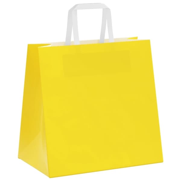 vidaXL Kraftpapperspåsar 50 st med handtag gul 26x17x25 cm