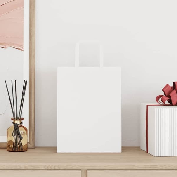 vidaXL Kraftpapperspåsar 50 st med handtag vit 21x11x28 cm