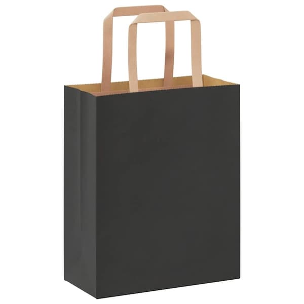 vidaXL Kraftpapperspåsar 50 st med handtag svart 18x8x22 cm