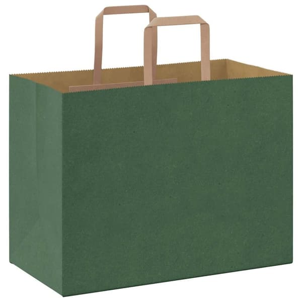 vidaXL Kraftpapperspåsar 250 st med handtag grön 32x17x25 cm