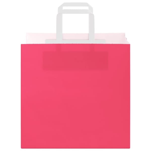 vidaXL Kraftpapperspåsar 250 st med handtag rosa 26x17x25 cm