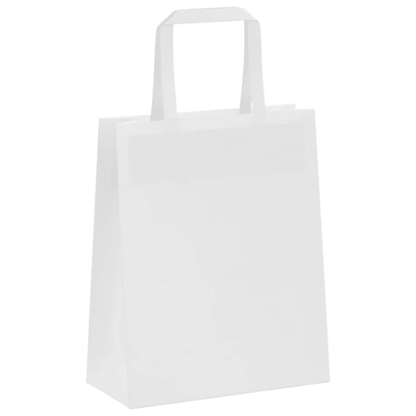 vidaXL Kraftpapperspåsar 250 st med handtag vit 18x8x22 cm