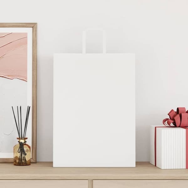 vidaXL Kraftpapperspåsar 250 st med handtag vit 32x17x44 cm