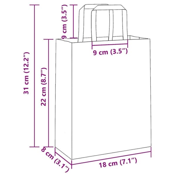vidaXL Kraftpapperspåsar 50 st med handtag blå 18x8x22 cm