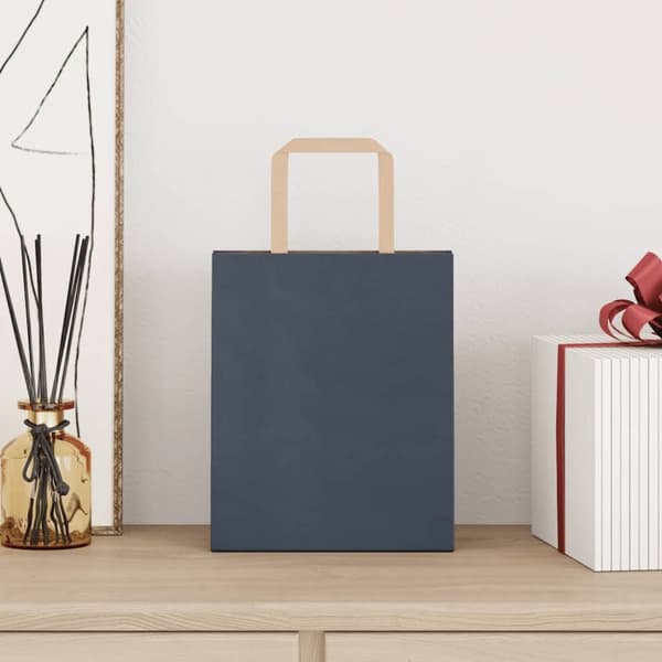 vidaXL Kraftpapperspåsar 50 st med handtag blå 18x8x22 cm