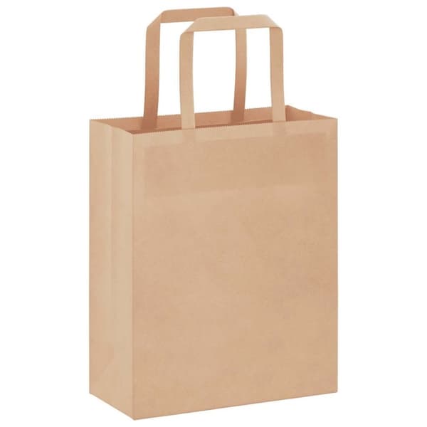 vidaXL Kraftpapperspåsar 250 st med handtag brun 18x8x22 cm