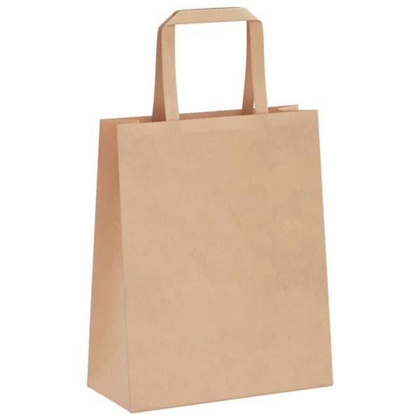 vidaXL Kraftpapperspåsar 250 st med handtag brun 18x8x22 cm