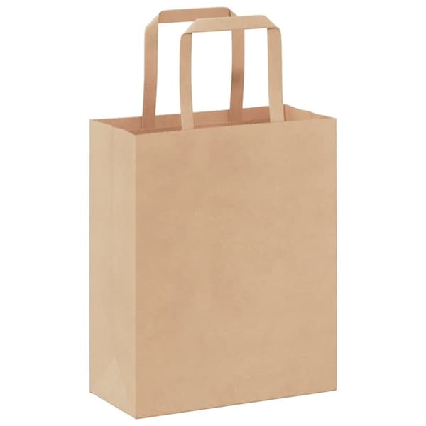 vidaXL Kraftpapperspåsar 250 st med handtag brun 18x8x22 cm