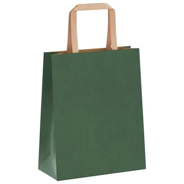vidaXL Kraftpapperspåsar 50 st med handtag grön 18x8x22 cm
