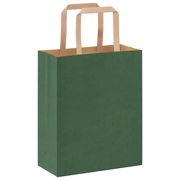 vidaXL Kraftpapperspåsar 50 st med handtag grön 18x8x22 cm