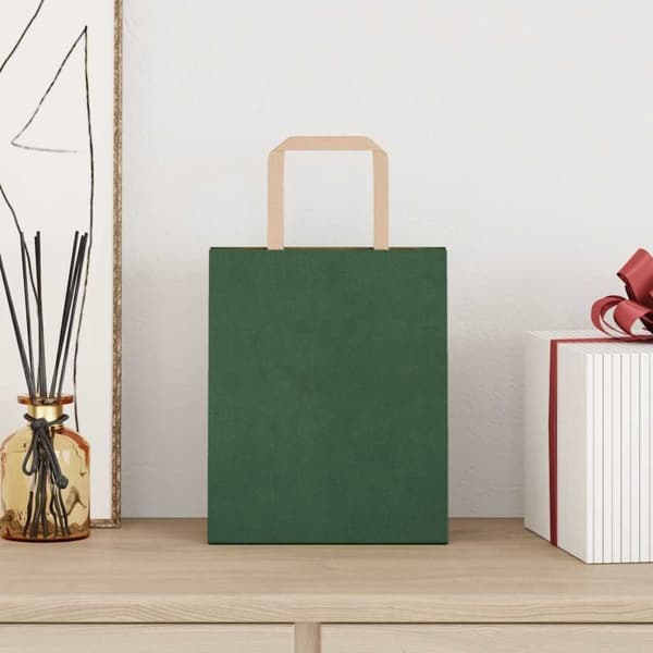 vidaXL Kraftpapperspåsar 50 st med handtag grön 18x8x22 cm