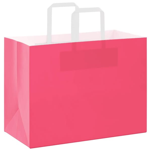 vidaXL Kraftpapperspåsar 250 st med handtag rosa 32x17x25 cm