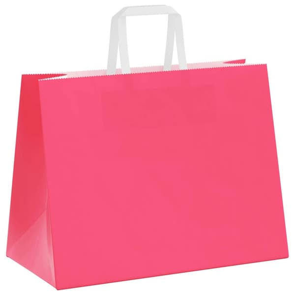 vidaXL Kraftpapperspåsar 250 st med handtag rosa 32x17x25 cm