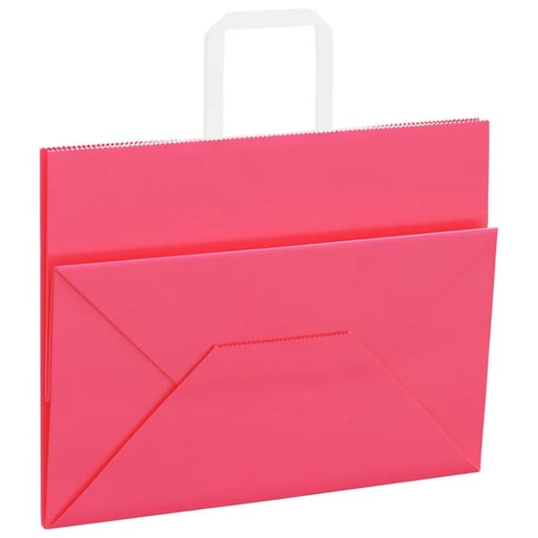 vidaXL Kraftpapperspåsar 250 st med handtag rosa 32x17x25 cm