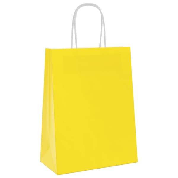 vidaXL Kraftpapperspåsar 250 st med handtag gul 21x11x28 cm