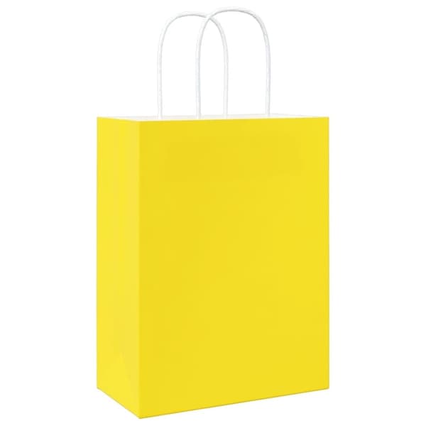 vidaXL Kraftpapperspåsar 250 st med handtag gul 21x11x28 cm